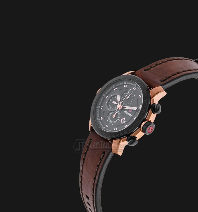 Expedition EXF-6372-MCLBRBA Chronograph Man Black Dial Brown Leather Strap