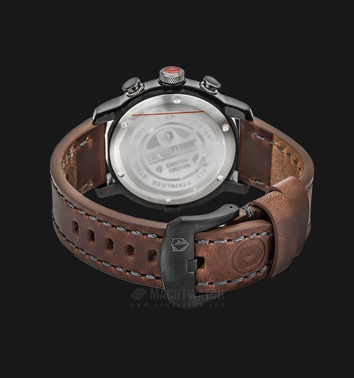 Expedition E 6372 MC LEPBA Chronograph Men Black Dial Ion Plating Case Brown Leather Strap
