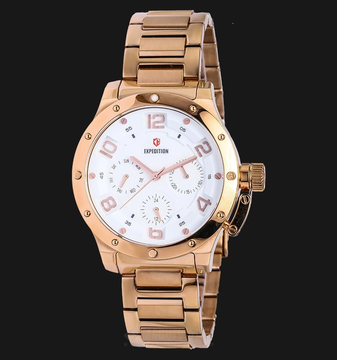 Expedition E 6381 BF BRGSLSL Ladies White Dial Rose Gold Stainless Steel
