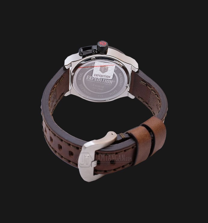 Expedition E 6381 BF LTBBAIVBO Ladies Black Dial Brown Leather Strap
