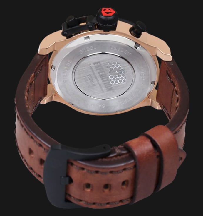 Expedition EXF-6381-MCLBRBA Man Black Dial Brown Leather Strap
