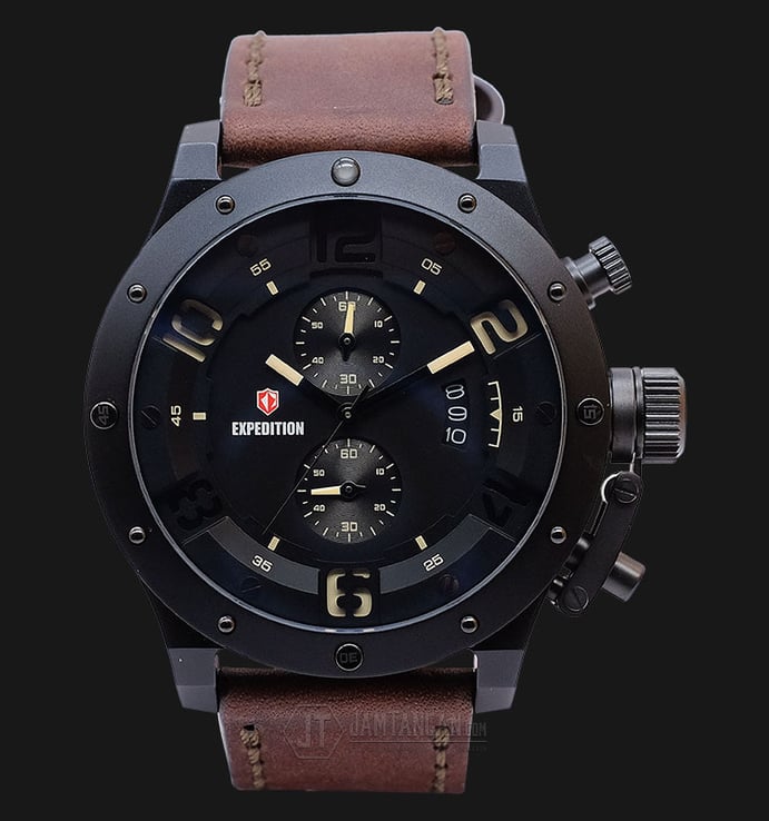 Expedition EXF-6381-MCLIPBAIVBO Man Black Dial Brown Leather Strap