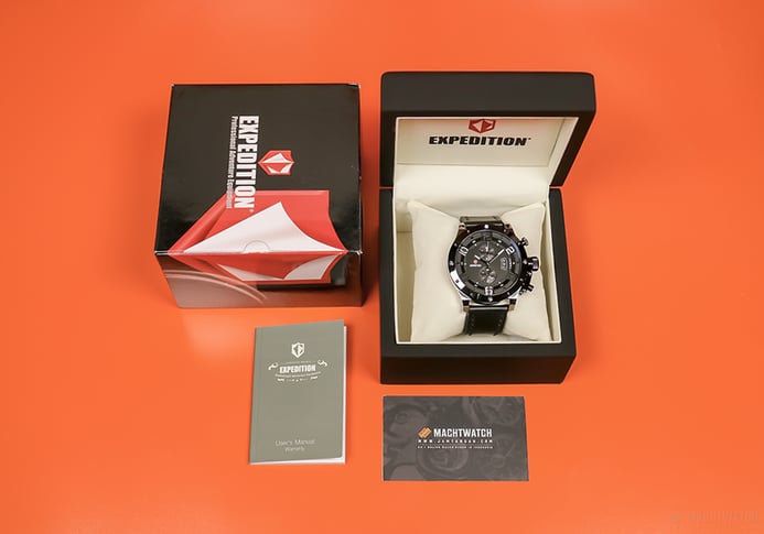 Expedition E 6381 MC LTBBABA Men Chronograph Black Dial Leather Strap