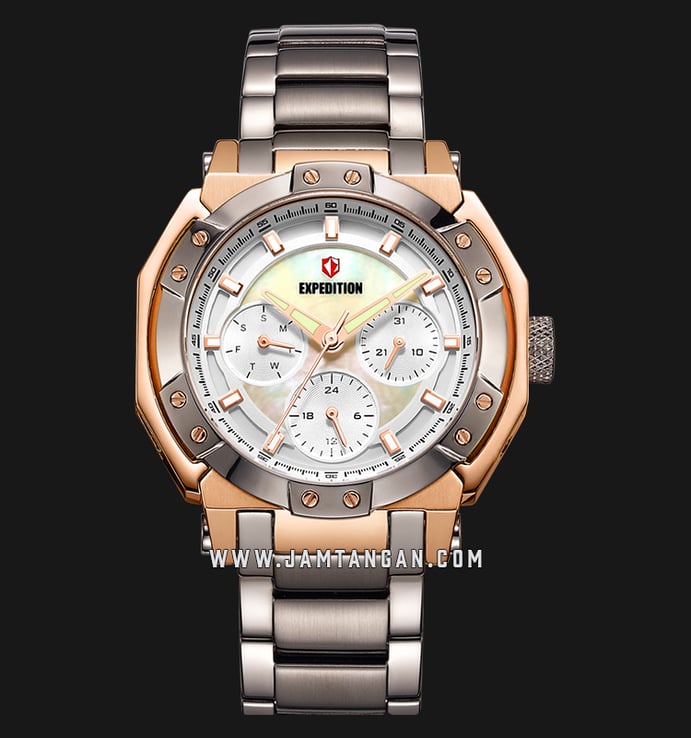 Expedition E 6385 BF BGRSL Ladies Mother of Pearl Dial Grey Stainless Steel