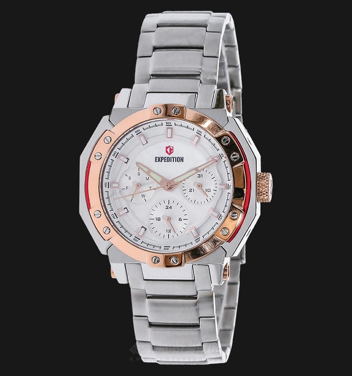 Expedition E 6385 BF BTRSL Ladies White Dial Stainless Steel