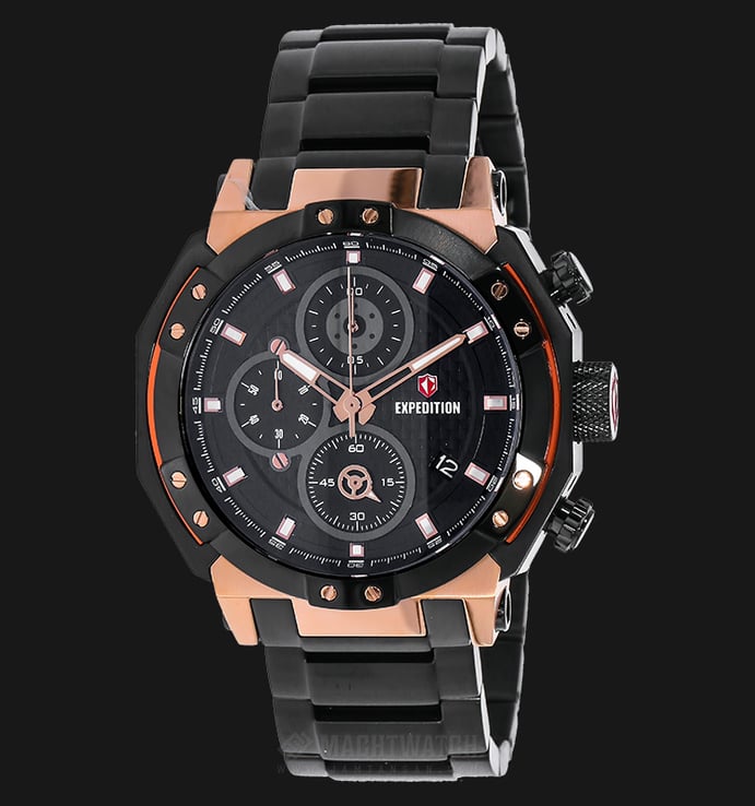 Expedition EXF-6385-MCBBRBAOR Chronograph Man Black Dial Stainless Steel