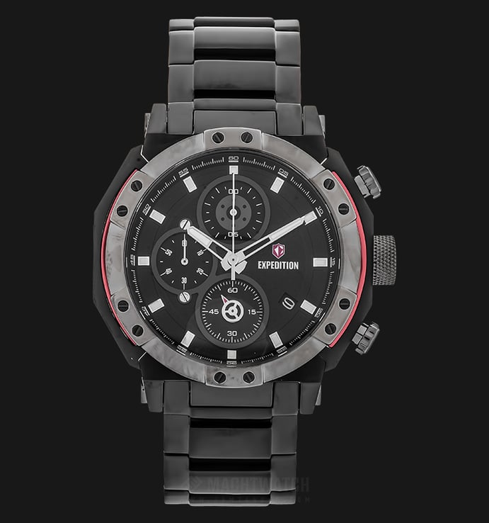 Expedition E 6385 MC BEPBA Chronograph Man Black Dial Stainless Steel
