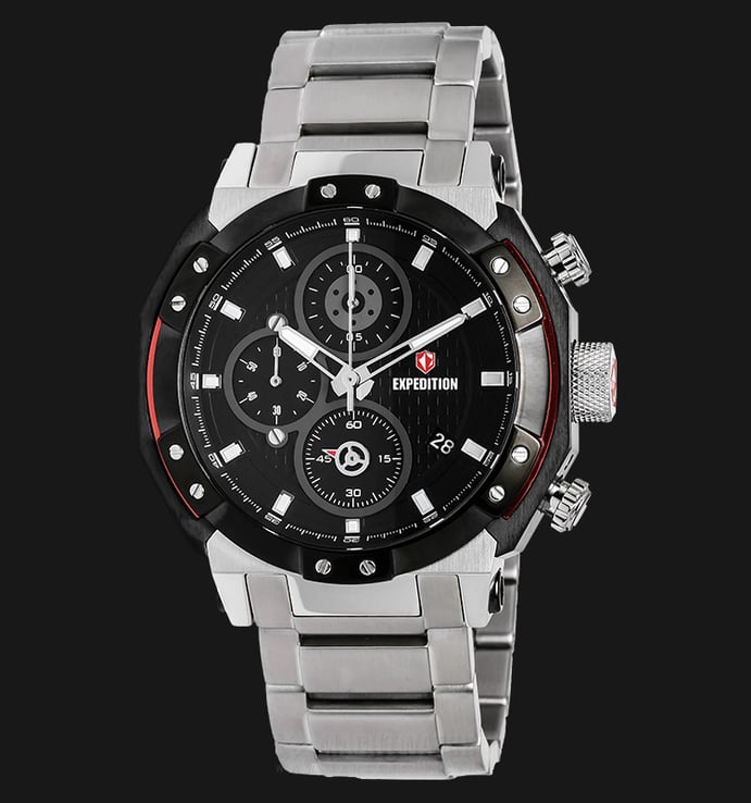 Expedition EXF-6385-MCBTBBASL Man Black Pattern Dial Silver Stainless Steel
