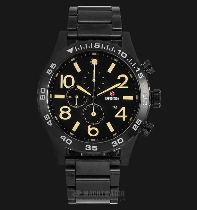 Expedition EXF-6387-MCBIPBAIV Man Chronograph Black Dial Black Stainless Steel