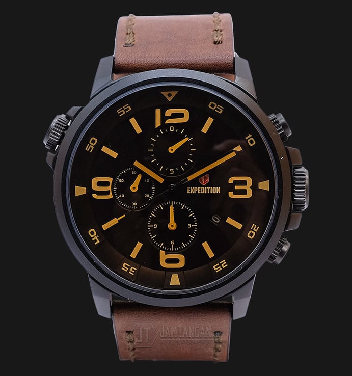 Expedition EXF-6392-MCLIPBAIVBO Man Black Dial Brown Leather Strap