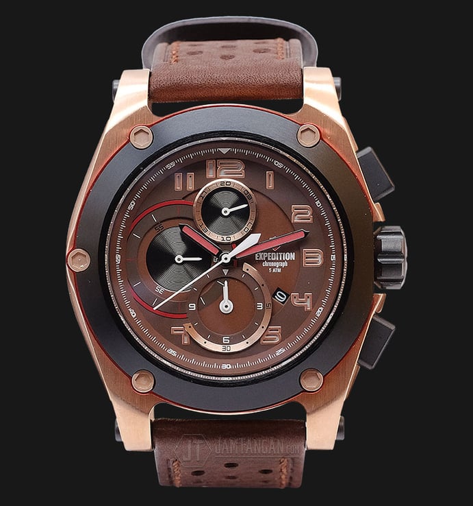Expedition EXF-6395-MCLBRBO Man Brown Dial Brown Leather Strap