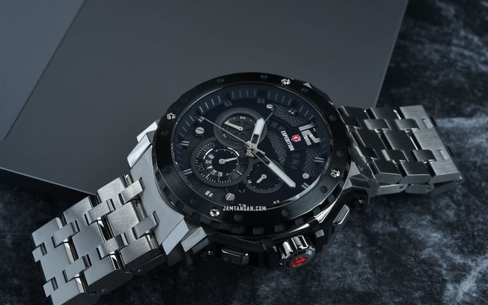 Expedition Chronograph E 6402 BC BTBBA Men Black Dial Stainless Steel Strap