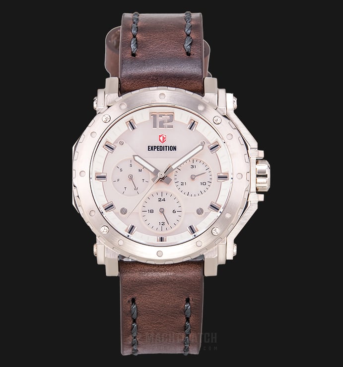 Expedition E 6402 BF LCGCN Ladies Biege Dial Brown Leather Strap