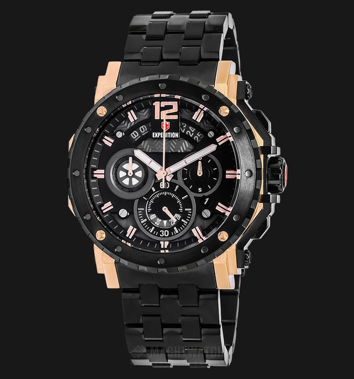 Expedition Chronograph EXF-6402-MCBBRBA Man Black Dial Black Stainless Steel