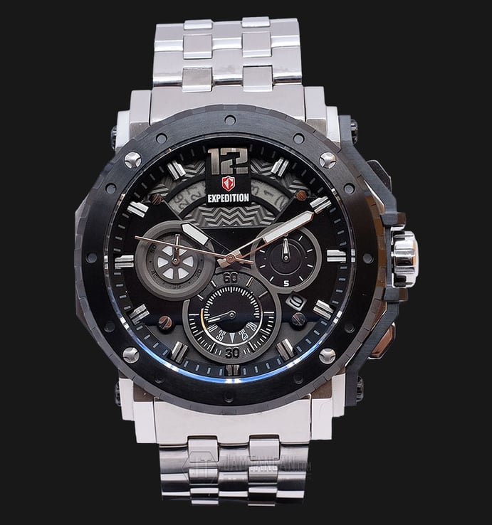 Expedition Chronograph EXF-6402-MCBTBBA Man Black Dial Stainless Steel