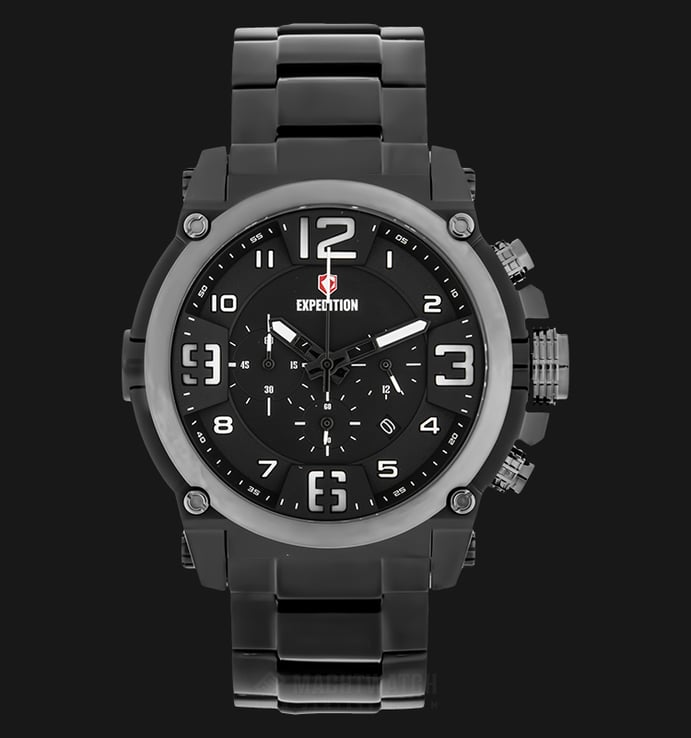 Expedition Chronograph E 6605 MC BEPBA Men Black Dial Black Stainless Steel Strap
