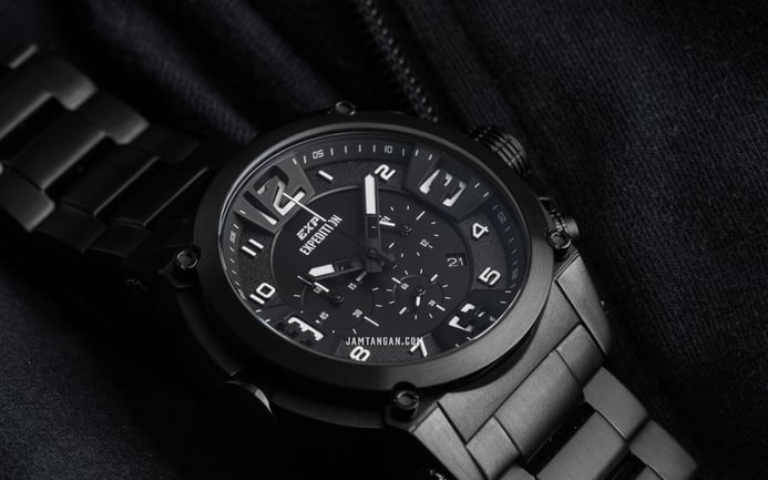 Expedition Chronograph E 6605 MC BIPBASL Black Dial Black Stainless Steel Strap