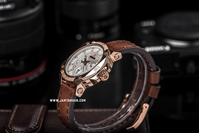 Expedition E 6606 BF LRGSL Ladies Mother of Pearl Dial Brown Leather Strap