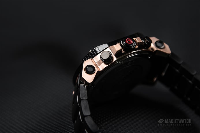 Expedition E 6606 MC BBRBA Chronograph Men Black Dial Rose Gold Case Black Stainless Steel Strap
