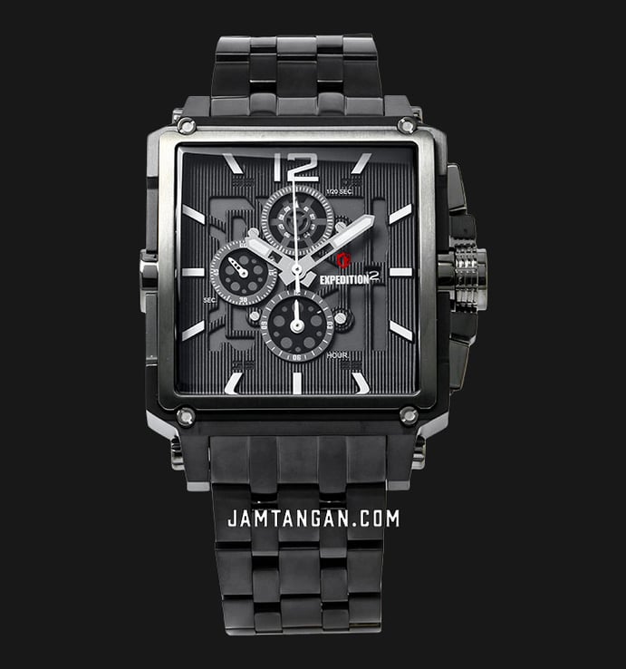 Expedition Chronograph E 6618 MC BEPBA Men Black Dial Black Stainless Steel Strap