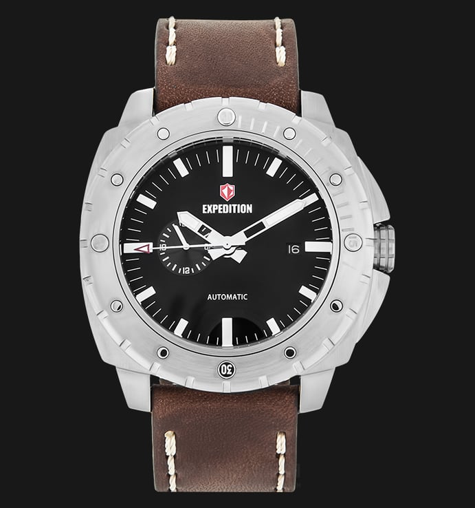 Expedition E 6656 MA LSSBA Automatic Men Black Dial Brown Leather Strap