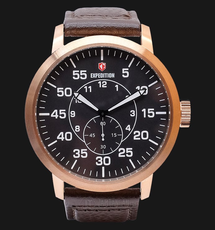 Expedition EXF-6666-MSLRGBA Man Black Dial Brown Leather Strap