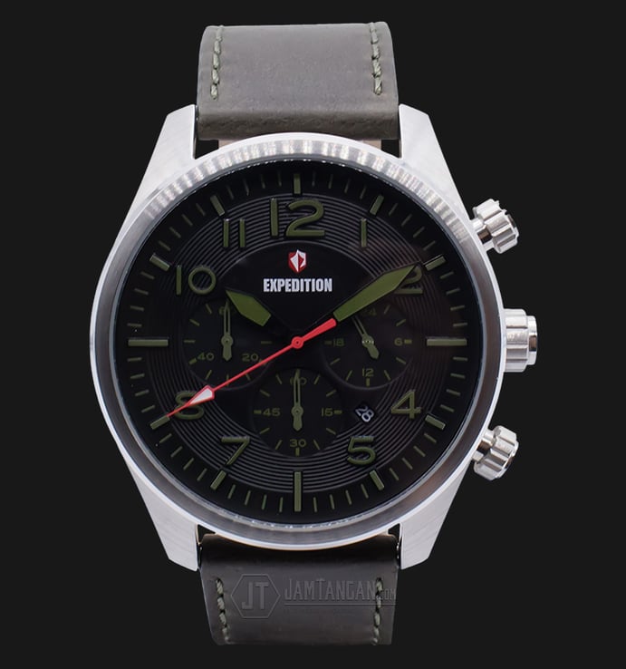 Expedition EXF-6670-MCLSSGN Man Black Dial Green Leather Strap