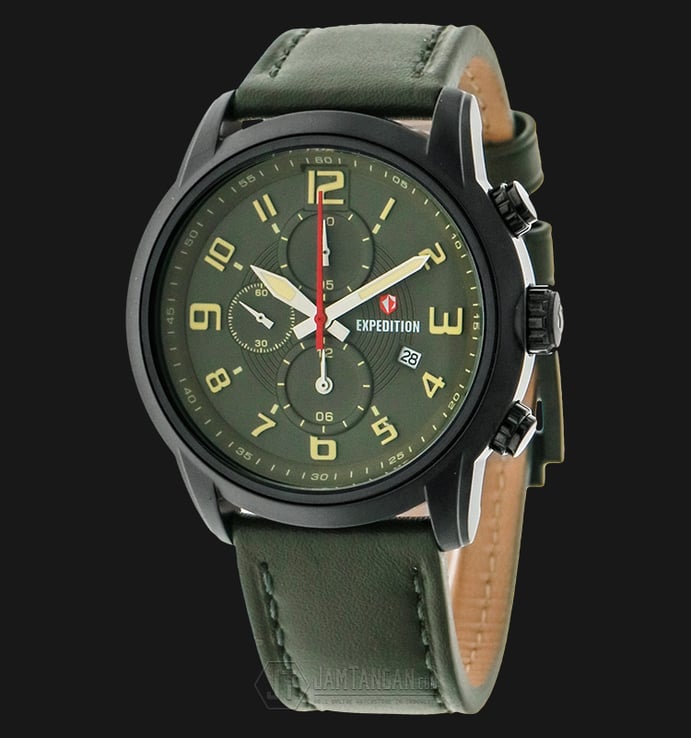 Expedition EXF-6674-MCLIPGN Chronograph Man Green Dial Green Leather Strap