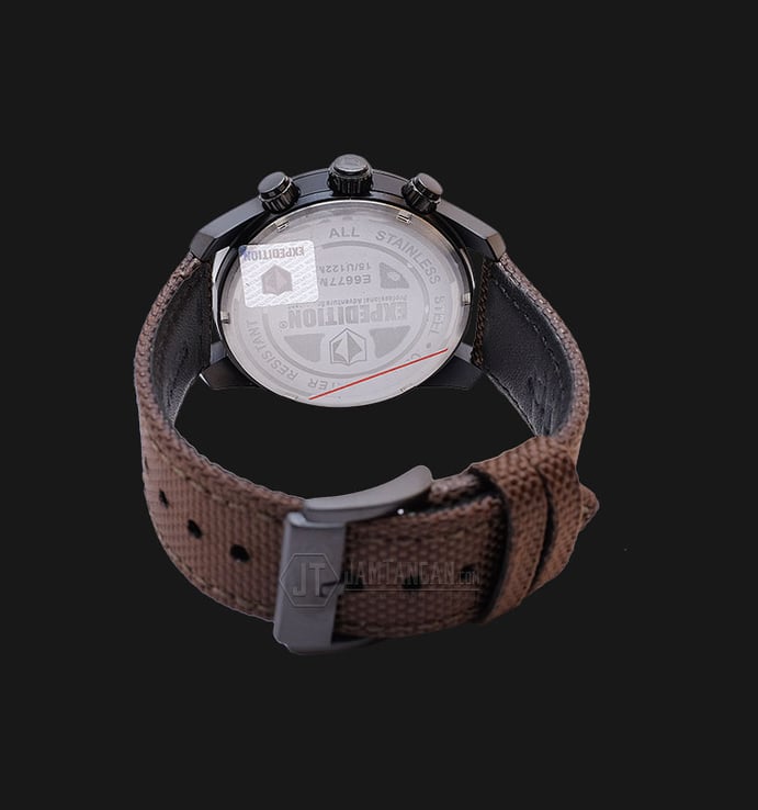 Expedition EXF-6677-MCNIPBABO Man Black Dial Brown Canvas Strap