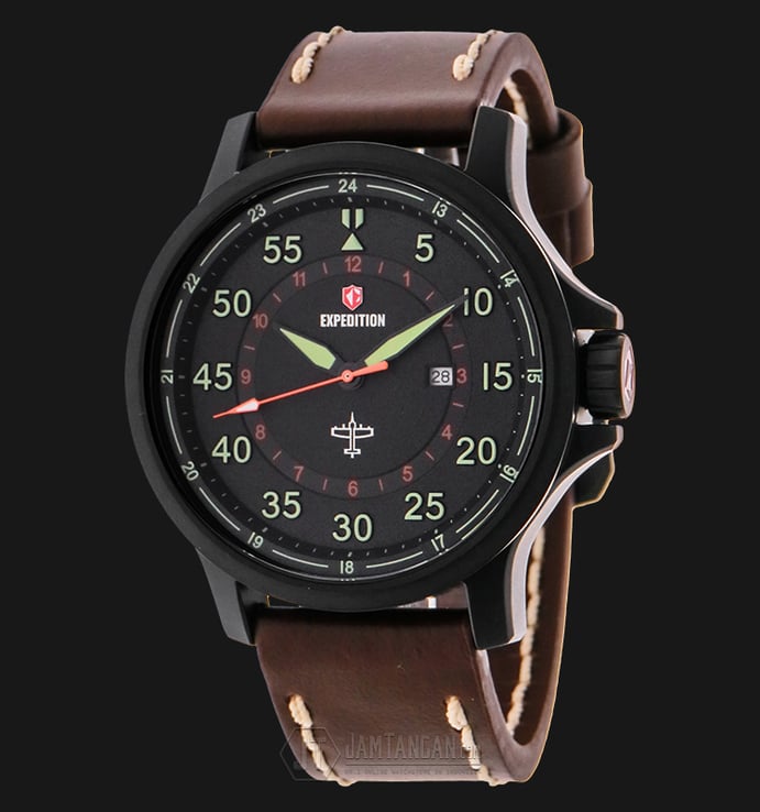 Expedition EXF-6680-MDLIPBAGN Man Black Dial Brown Leather Strap