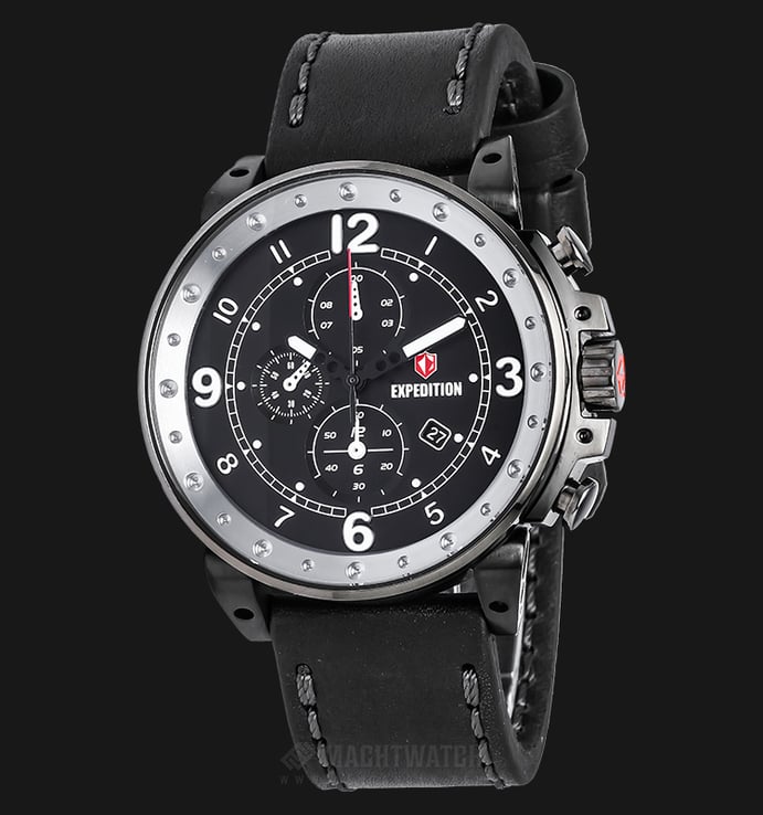 Expedition EXF-6681-MCLEPBA Man Black Dial Black Leather Strap