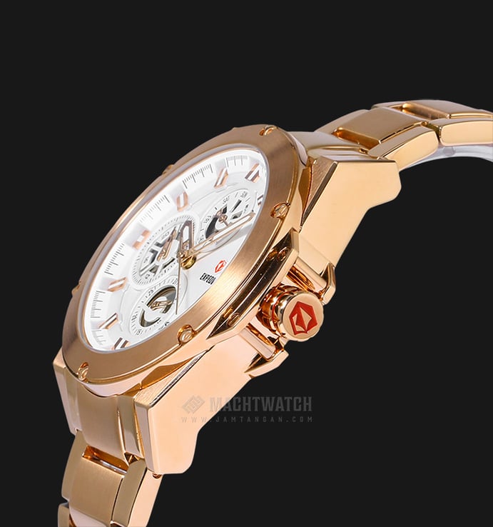 Expedition E 6696 BF BRGSL Ladies Sport White Dial Rosegold-tone Stainless Steel