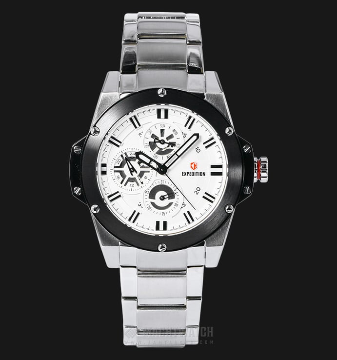 Expedition E 6696 BF BTBSL Ladies Sport White Dial Stainless Steel Watch