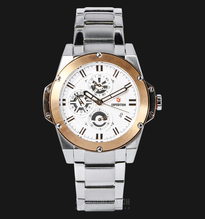 Expedition E 6696 BF BTRSL Ladies Sport White Dial Stainless Steel Watch