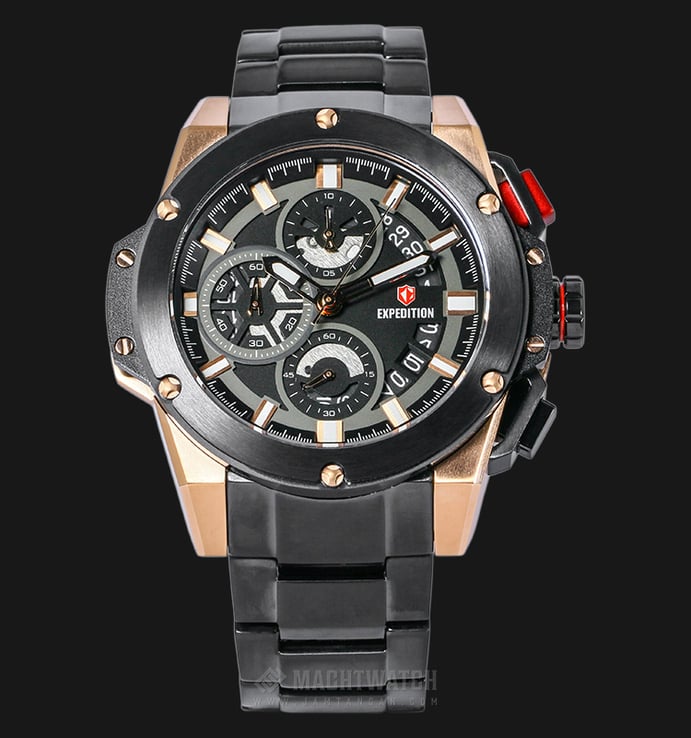 Expedition EXF-6696-MCBBRBA Man Chronograph Black Dial Stainless Steel