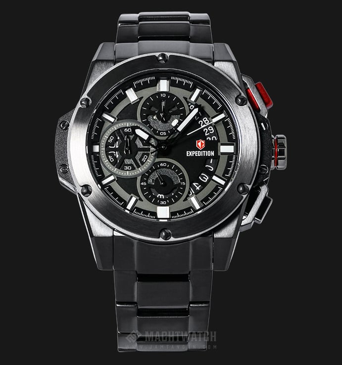 Expedition EXF-6696-MCBEPBA Man Chronograph Black Dial Black Stainless Steel