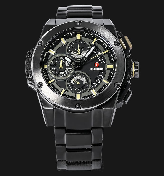 Expedition EXF-6696-MCBEPBAIV Man Chronograph Black Dial Black Stainless Steel