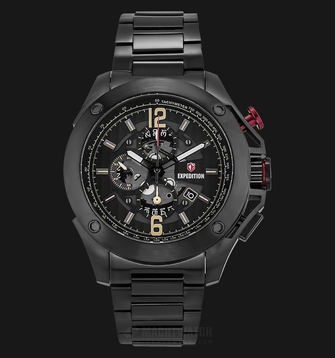 Expedition E 6697 MC BEPBA Man Chronograph Black Dial Black Stainless Steel