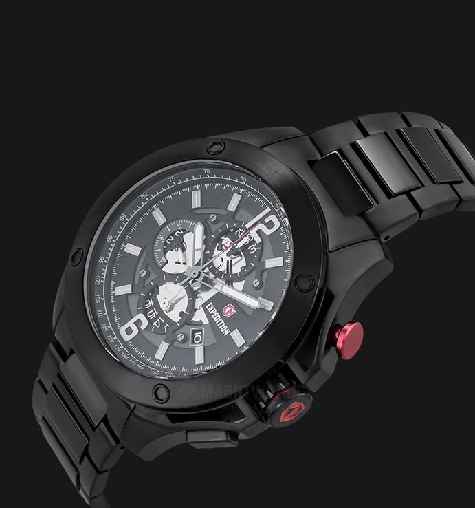 Expedition E 6697 MC BEPBA Man Chronograph Black Dial Black Stainless Steel