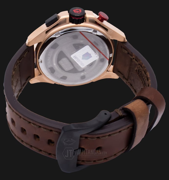 Expedition EXF-6697-MCLBRBA Man Black Dial Brown Leather Strap