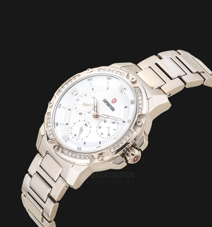 Expedition E 6698 BF BCGSL Ladies White Dial Light Gold Stainless Steel