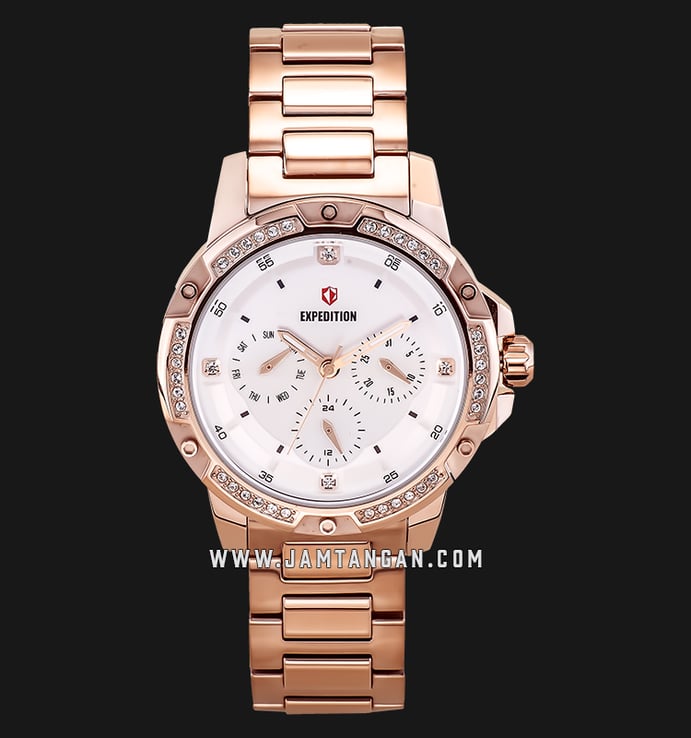 Expedition E 6698 BF BRGSL Ladies White Dial Stainless Steel