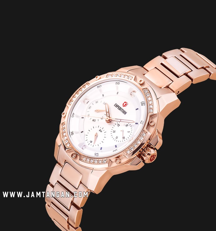 Expedition E 6698 BF BRGSL Ladies White Dial Stainless Steel