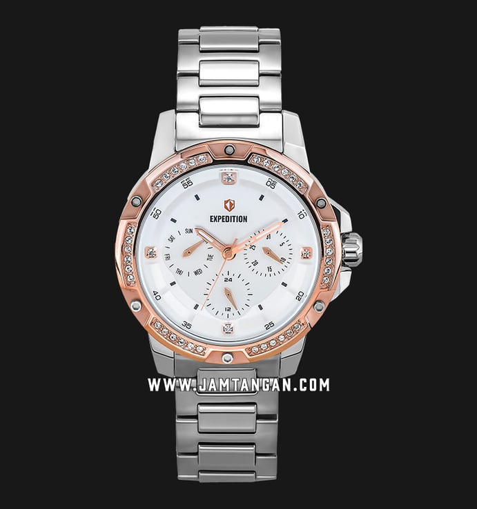 Expedition E 6698 BF BTRSL Ladies White Dial Stainless Steel
