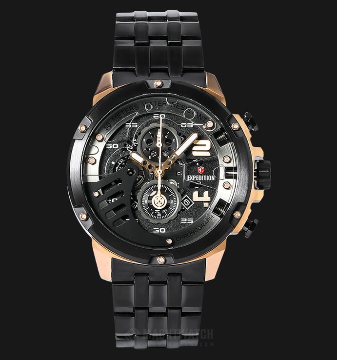 Expedition EXF-6700-MCBBRBA Man Chronograph Black Dial Stainless Steel