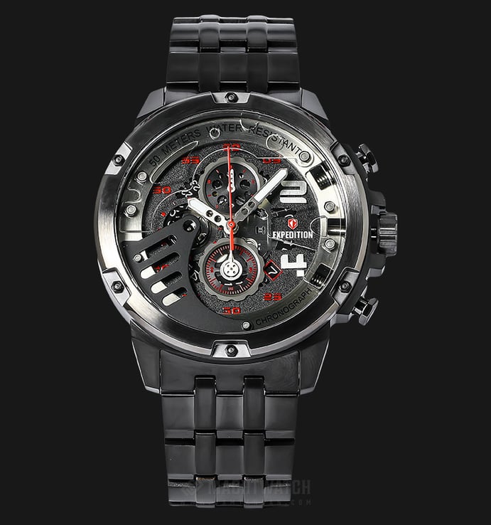 Expedition EXF-6700-MCBEPBA Man Chronograph Black Dial Black Stainless Steel