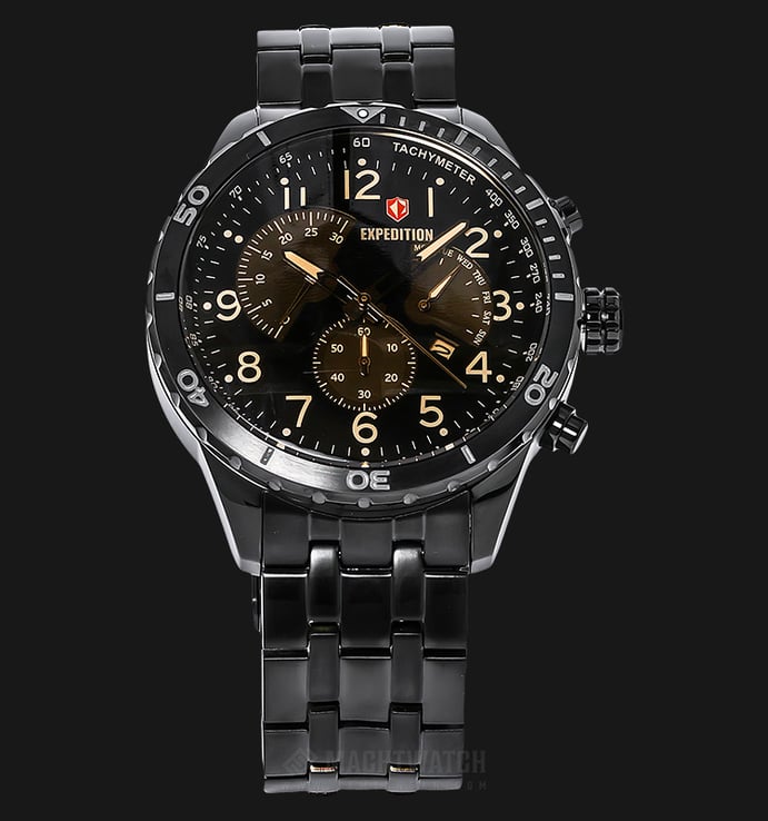 Expedition EXF-6720-MCBIPBABO Man Chronograph Brown Dial Black Stainless Steel