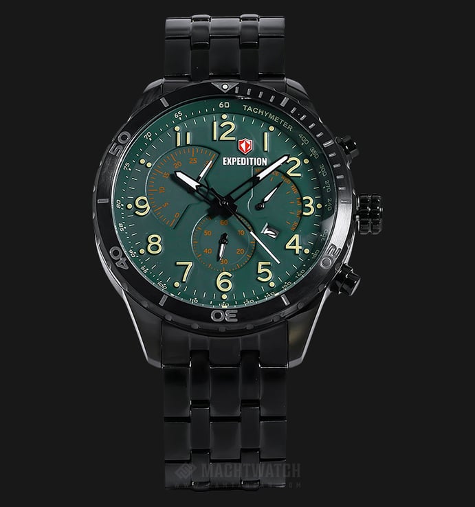 Expedition EXF-6720-MCBIPGN Man Chronograph Green Dial Black Stainless Steel
