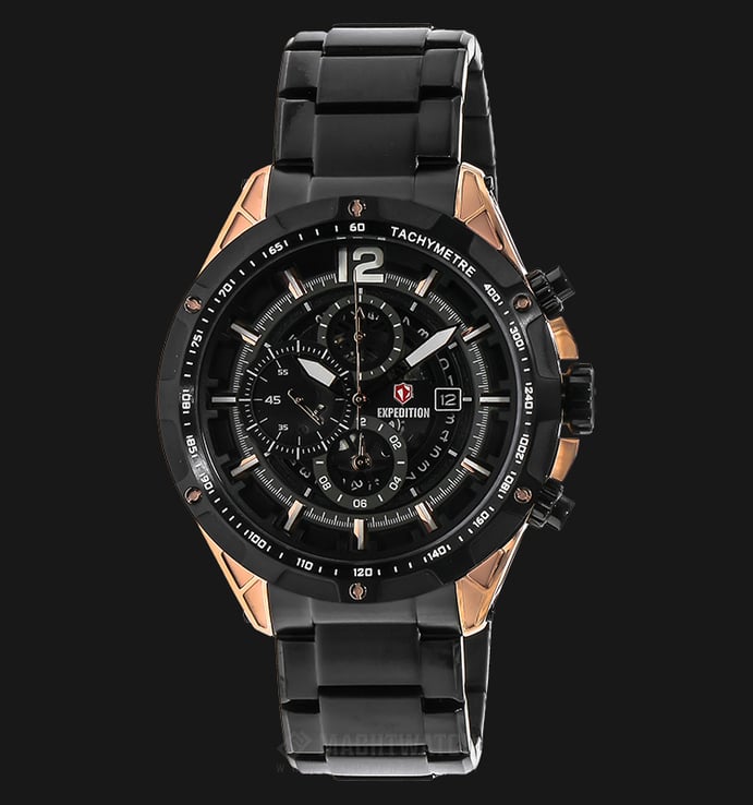 Expedition EXF-6721-MCBBRBA Chronograph Man Black Dial Stainless Steel
