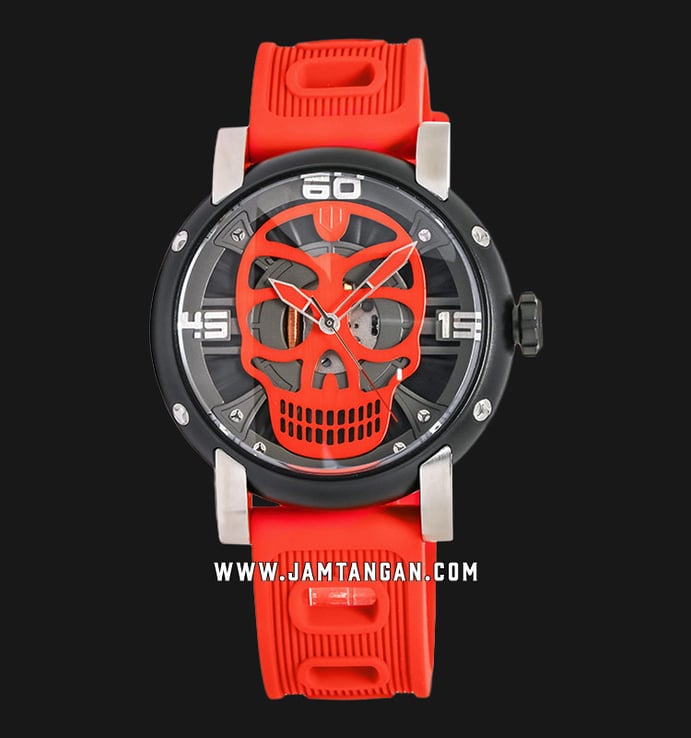 Expedition Sport E 6722 MH RTBBARE Man Skeleton Dial Red Rubber Strap